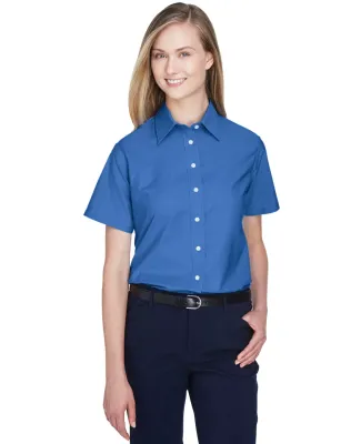 Harriton M600SW Ladies' Short-Sleeve Oxford with S FRENCH BLUE