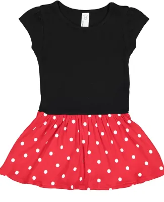 Rabbit Skins 5320 Infant Baby Rib Dress BLACK/ RED DOT