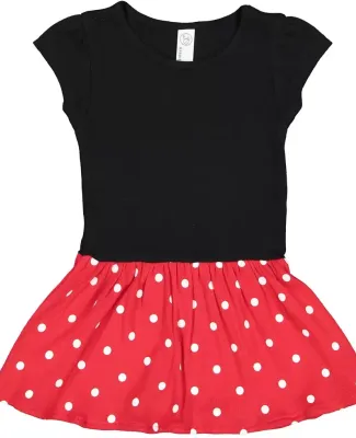 Rabbit Skins 5323 Toddler Baby Rib Dress BLACK/ RED DOT