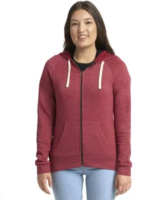 Next Level Apparel 9603 Ladies' PCH Raglan Zip Hoo in Heather cardinal