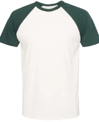 Next Level Apparel 3650 Unisex Raglan Short Sleeve in Forest green/ natural