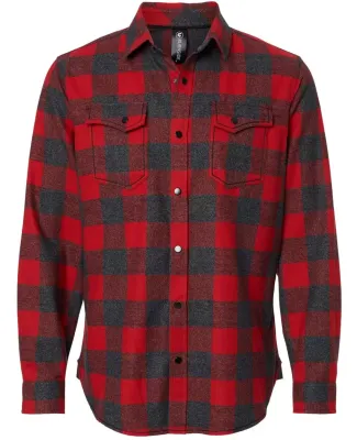 Burnside 8219 Snap Front Long Sleeve Plaid Flannel Red/ Heather Black