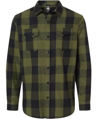 Burnside 8219 Snap Front Long Sleeve Plaid Flannel Army/ Black