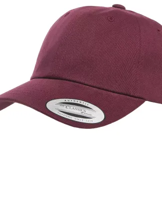 Yupoong 6245PT Peached Cotton Twill Dad Cap in Maroon