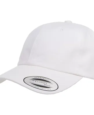 Yupoong 6245PT Peached Cotton Twill Dad Cap in White