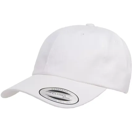 Yupoong 6245PT Peached Cotton Twill Dad Cap in White
