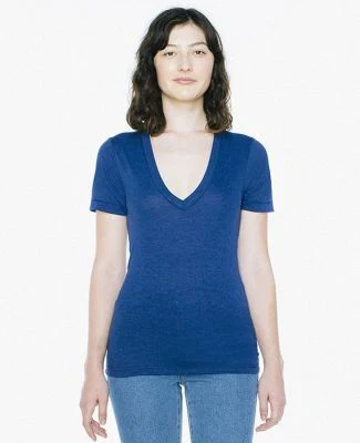 Unisex Tri-Blend S/S Deep V-Neck T-Shirt TRI INDIGO