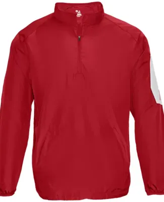 Badger Sportswear 7641 Sideline Long Sleeve Pullov in Red/ white