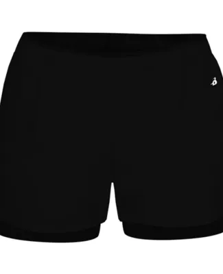 Badger Sportswear 6150 Women's Double Up Shorts Black/ Black