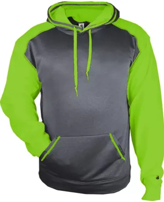 Badger Sportswear 1468 Pro Heather Colorblocked Ho Carbon Heather/ Lime