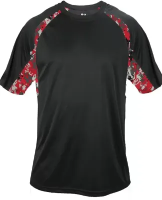 Badger Sportswear 2140 Digital Camo Youth Hook T-S Black/ Red