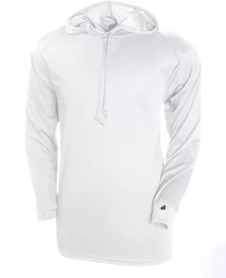 Badger Sportswear 4105 B-Core Long Sleeve Hooded T in White