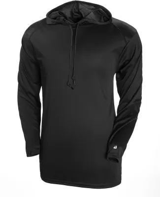 Badger Sportswear 4105 B-Core Long Sleeve Hooded T in Black