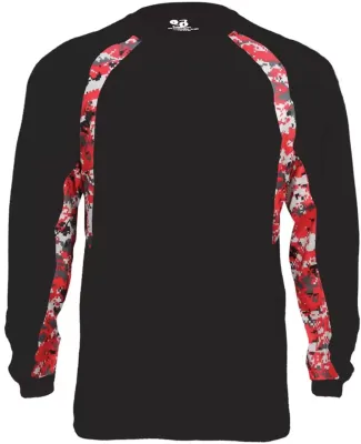 Badger Sportswear 4155 Digital Camo Hook Long Slee Black/ Red
