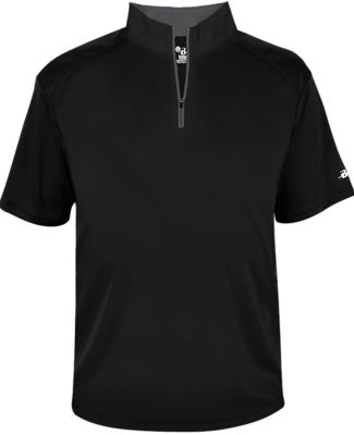 Badger Sportswear 4199 B-Core Short Sleeve 1/4 Zip in Black/ graphite