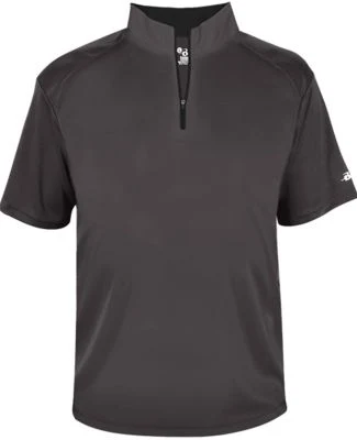 Badger Sportswear 4199 B-Core Short Sleeve 1/4 Zip in Graphite/ black