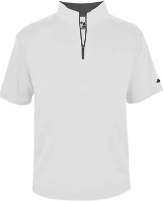 Badger Sportswear 4199 B-Core Short Sleeve 1/4 Zip in White/ graphite