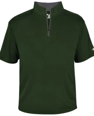 Badger Sportswear 4199 B-Core Short Sleeve 1/4 Zip in Forest/ graphite