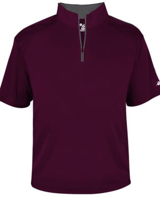 Badger Sportswear 4199 B-Core Short Sleeve 1/4 Zip in Maroon/ graphite