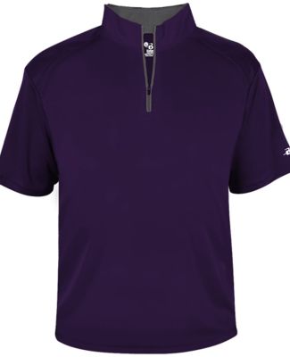 Badger Sportswear 4199 B-Core Short Sleeve 1/4 Zip in Purple/ graphite