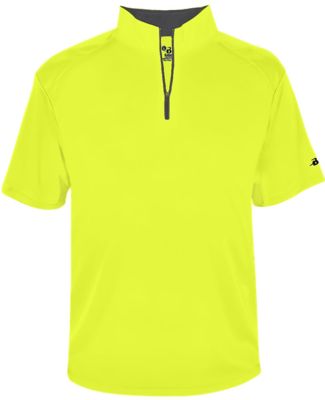 Badger Sportswear 4199 B-Core Short Sleeve 1/4 Zip in Safety yellow/ graphite
