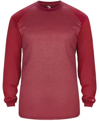 Badger Sportswear 4305 Tonal Sport Heather L/S Tee Red Heather/ Red