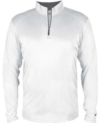 Badger Sportswear 2102 B-Core Youth Quarter-Zip Pu in White/ graphite