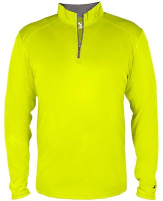 Badger Sportswear 2102 B-Core Youth Quarter-Zip Pu in Safety yellow green/ graphite