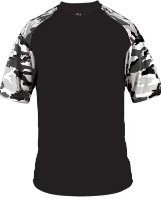 Badger Sportswear 2141 Camo Youth Sport T-Shirt Black/ White Camo
