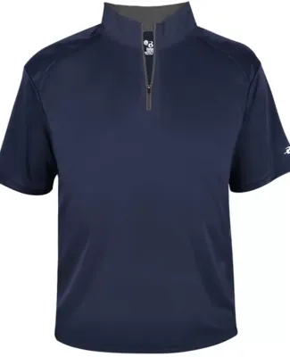 Badger Sportswear 2199 B-Core S/S Youth 1/4 Zip in Navy/ graphite