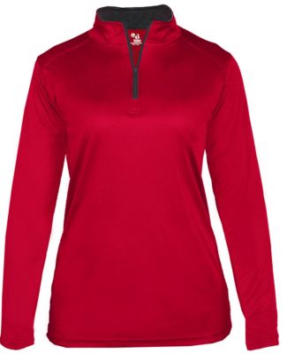Badger Sportswear 4103 B-Core Women's Quarter-Zip in Red/ graphite