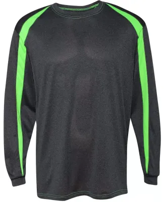 Badger Sportswear 4350 Pro Heather Fusion Long Sle Carbon/ Lime