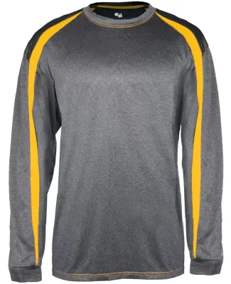 Badger Sportswear 4350 Pro Heather Fusion Long Sle Carbon/ Gold