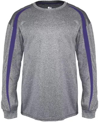 Badger Sportswear 4350 Pro Heather Fusion Long Sle Steel/ Purple