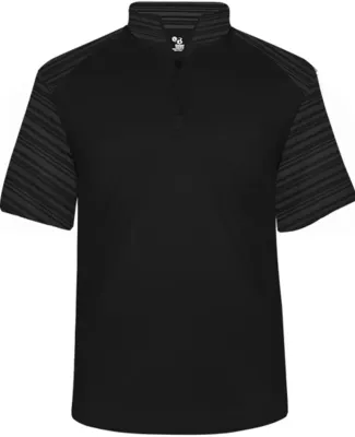 Badger Sportswear 4132 Sport Stripe Short Sleeve Q in Black/ black striped