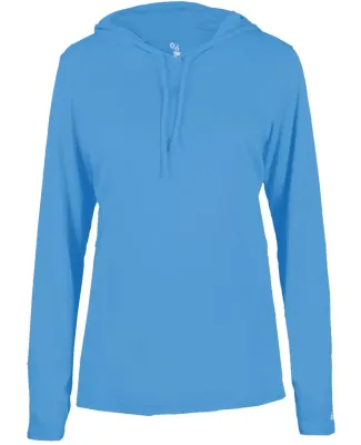 Badger Sportswear 4165 B-Core L/S Women's Hood Tee in Columbia blue
