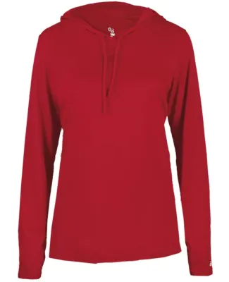 Badger Sportswear 4165 B-Core L/S Women's Hood Tee in Red