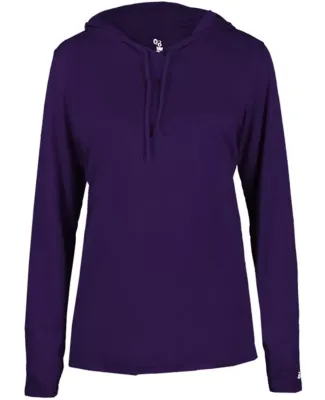 Badger Sportswear 4165 B-Core L/S Women's Hood Tee in Purple