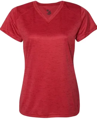 Badger Sportswear 4175 Tonal Blend Women's V-Neck  Red Tonal Blend