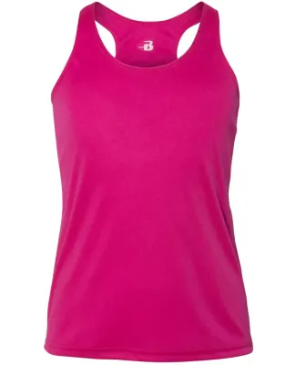 Badger Sportswear 2166 B-Core Girls' Racerback Tan Hot Pink