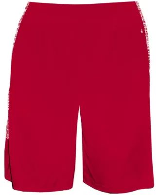 Badger Sportswear 2195 Blend Panel Youth Shorts in Red/ red blend