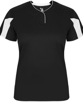 Badger Sportswear 2676 Girls' Striker Placket Black/ White