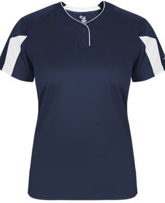 Badger Sportswear 2676 Girls' Striker Placket Navy/ White