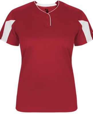 Badger Sportswear 2676 Girls' Striker Placket Red/ White