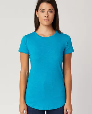Cotton Heritage W1218 Slubby Scallop Bottom Tee Teal Blue Heather