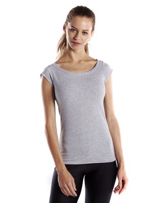 US Blanks US180 Ladies Cap Sleeve Jersey T-Shirt in Heather grey