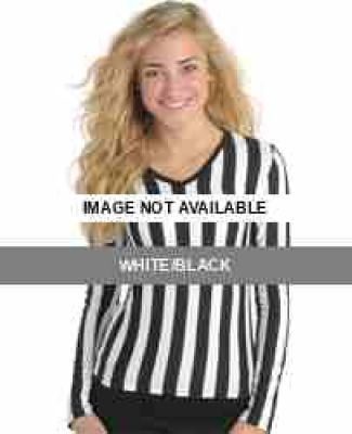 B06 In Your Face Ladies Referee Long Sleeve V-Neck White/Black
