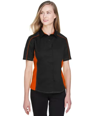 North End 77042 Ladies' Fuse Colorblock Twill Shir BLACK/ ORANGE