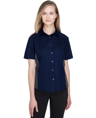 North End 77042 Ladies' Fuse Colorblock Twill Shir CLASC NAVY/ CRBN