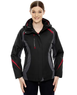 North End 78195 Ladies' Height 3-in-1 Jacket with  BLK/ CL RED